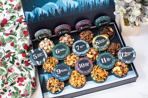 "Skiing Through Flavorful Slopes: A Winter Adventure with the 12 Days of Gourmet Nuts Winter Wonderland Selection"