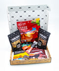 Adventure Tour Nut and Meat Gift Box with Thai Chili, Coconut Curry Cashews, Carne Asada Jerky, and other premium snacks from Damn, Man Snacks