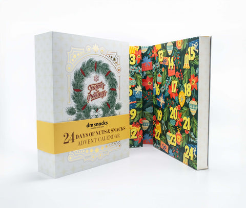 24 Days of Nuts & Snacks Holiday Advent Calendar with Festive Design - PRESALE