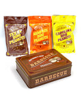 Southern BBQ Peanuts Men's Gift Tin with Texas, Memphis, and Carolina BBQ Peanuts packets