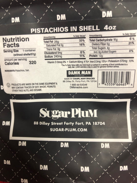 Damn Man Pistachios in Shell Nutrition Facts