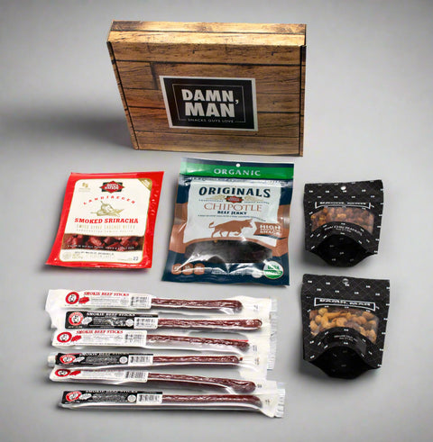 The Wise Guy Snack Box – 10 Gourmet Spicy Snacks | Premium Meat & Nut Gift for Him