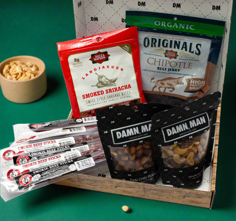 The Wise Guy Snack Box – 10 Gourmet Spicy Snacks | Premium Meat & Nut Gift for Him