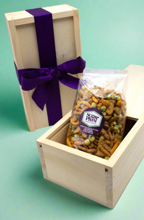 Taproom Nut Mix – 1 Pound in Wooden Gift Box | Sweet & Spicy Gourmet Snack