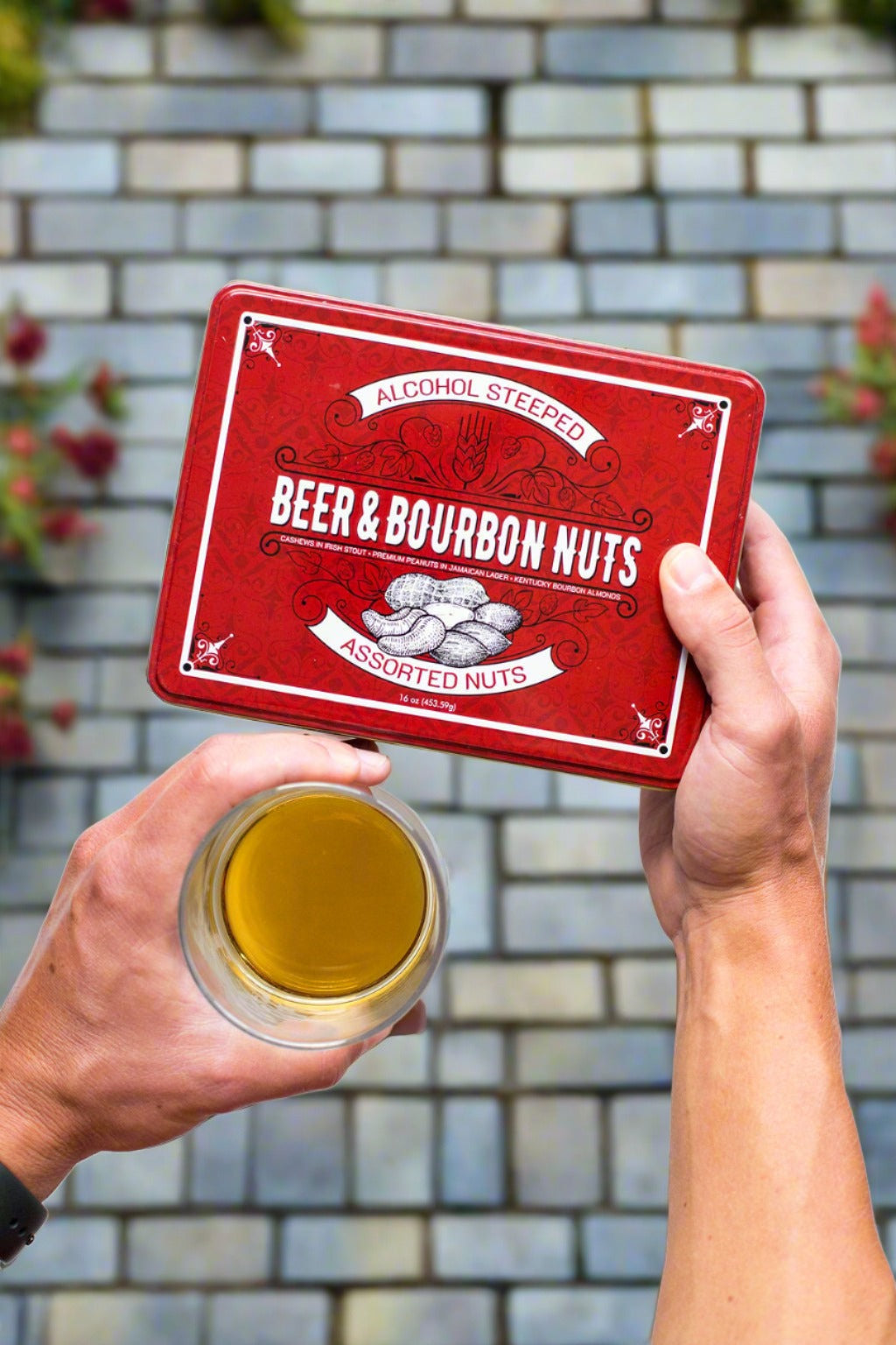 Beer and Bourbon Liquor Nuts Gift Tin from Damn Man photo