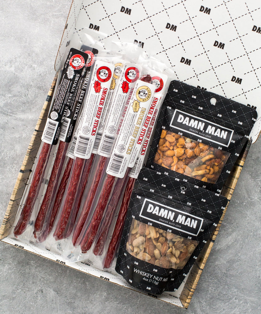 Damn, Man Snacks Guys Love Premium Nuts & Meats Nuts & Beef Box Damn, Man Snacks