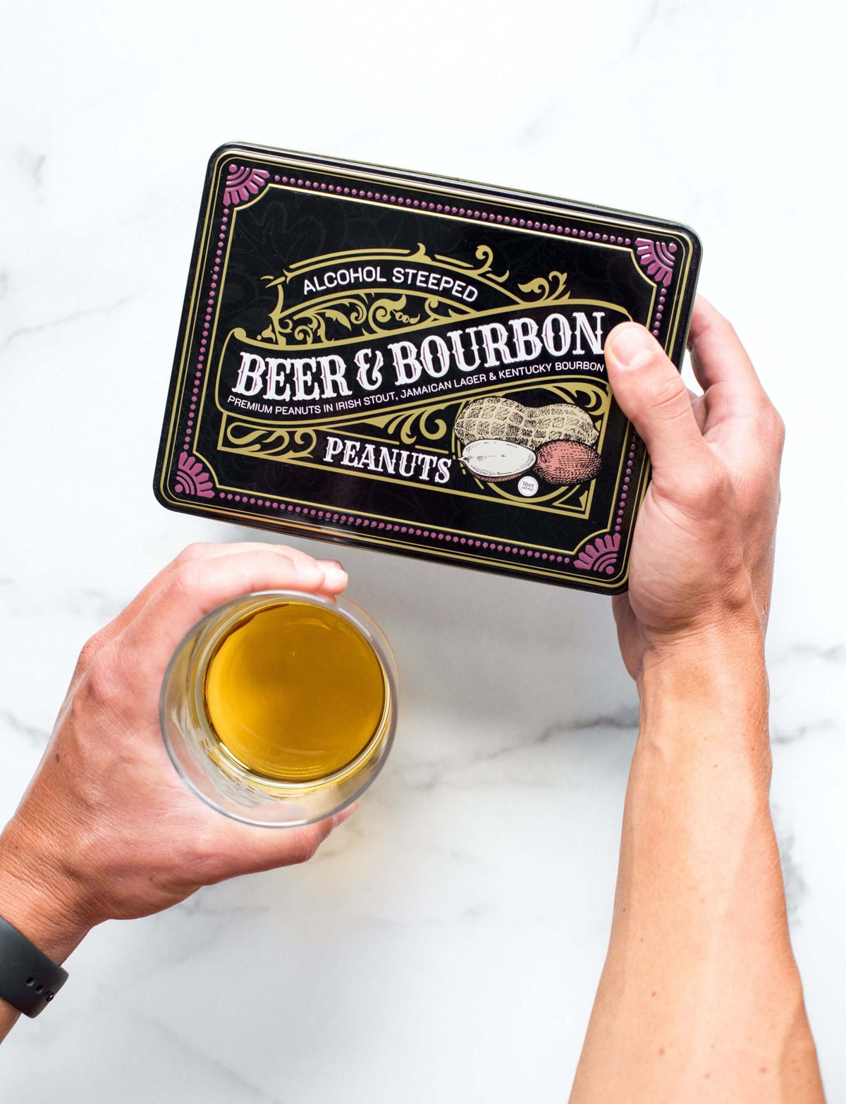 Beer and Bourbon Liquor Peanut Tin photo