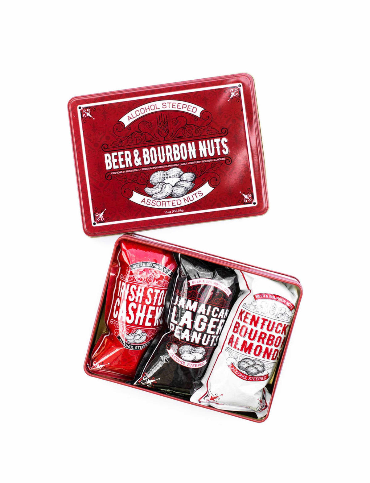 Beer and Bourbon Liquor Assorted Nuts Tin photo