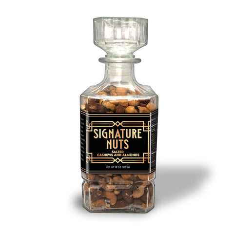 Signature Salted Cashew & Almonds in Glass Decanter