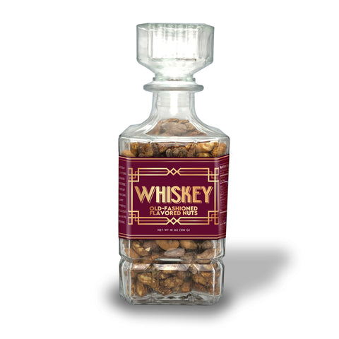 Whiskey Old-Fashioned Flavored Nuts in Glass Decanter